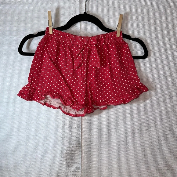 RARE EDITIONS Red & White Polka Dot Ruffle Girls Shorts Bow Size 6 - Picture 1 of 6